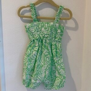 Carter's Green and White Patterned Romper